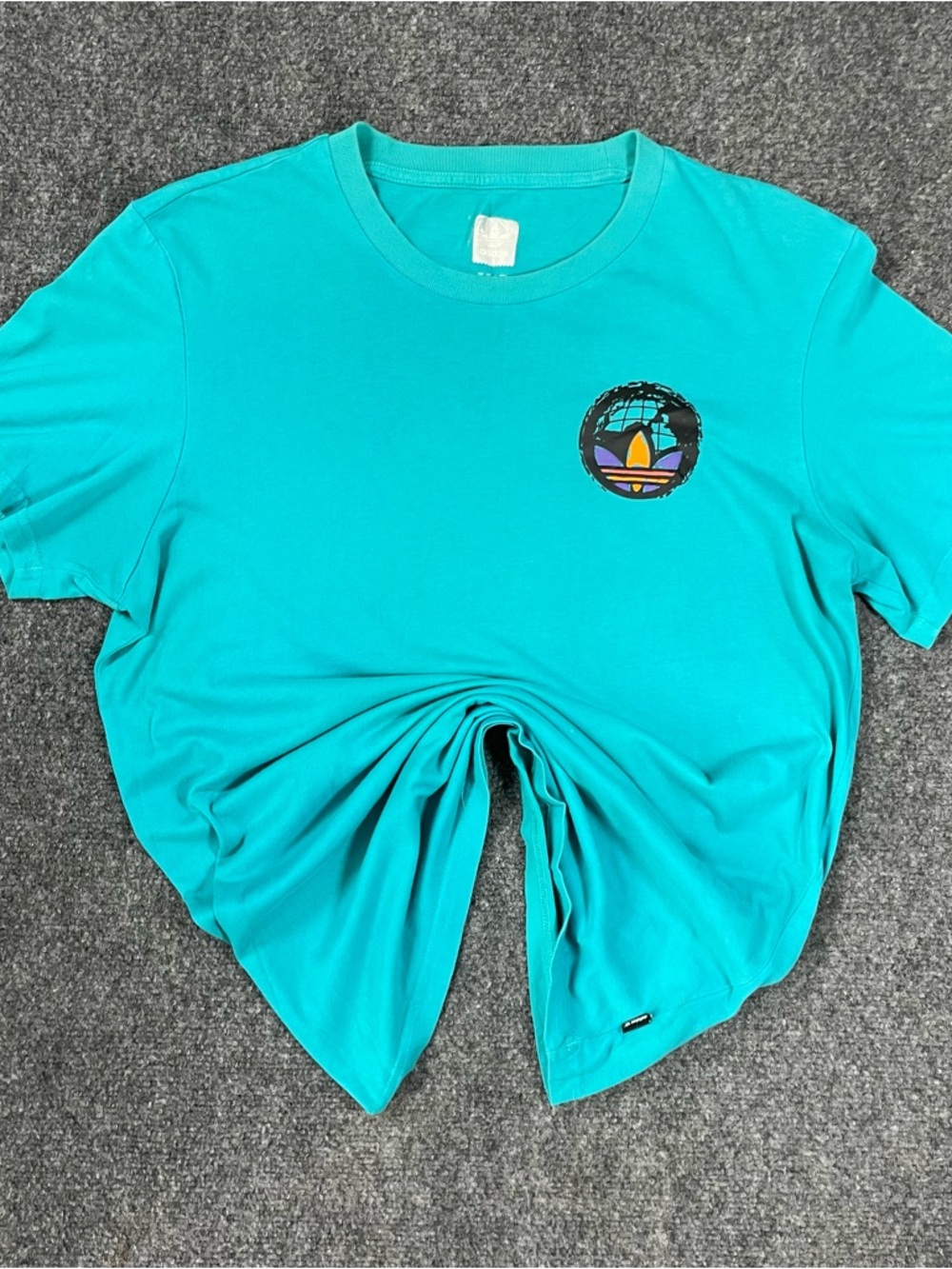 Adidas Skateboarding Graphic T Shirt Teal Trefoil Logo‎ Mens Medium - Picture 7 of 7